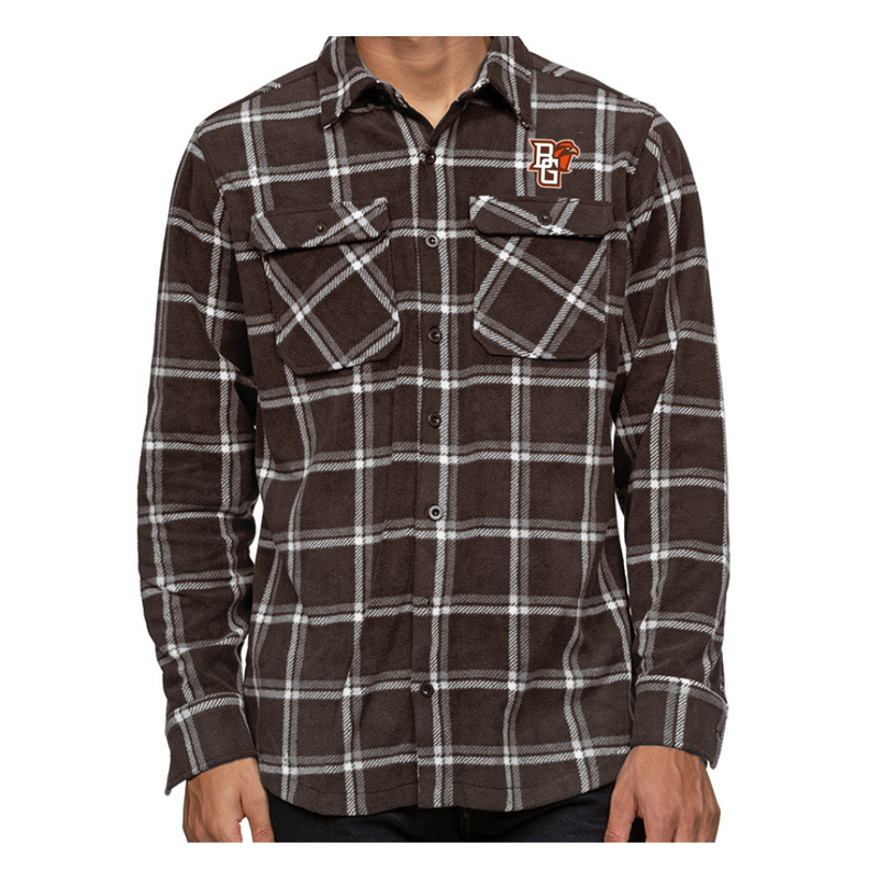 BGSU Antigua Brown Flannel Shirt