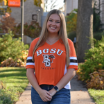 Ladies' BGSU Champion V-neck Crop Tee