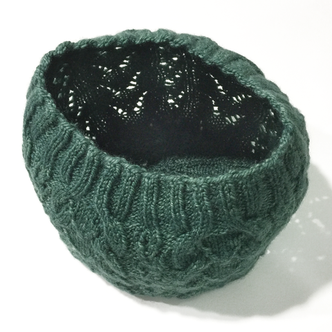 Green lace knitted hat