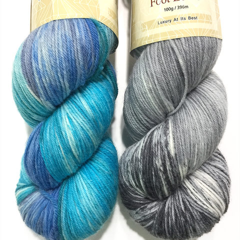 Diamond Luxury Foot Loose sock yarn in color 12 and color 11