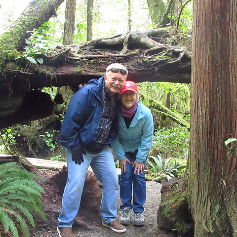 Michael and Janet on the Rain Forest Trail, Tofino, BC Canada