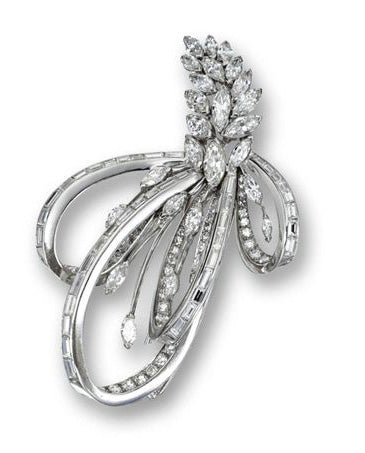 Laykin Platinum and Diamond Brooch