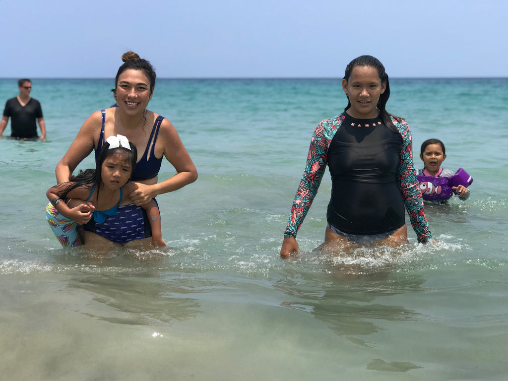 Sundot Ohana swimming at Hapuna beach on world oceans day