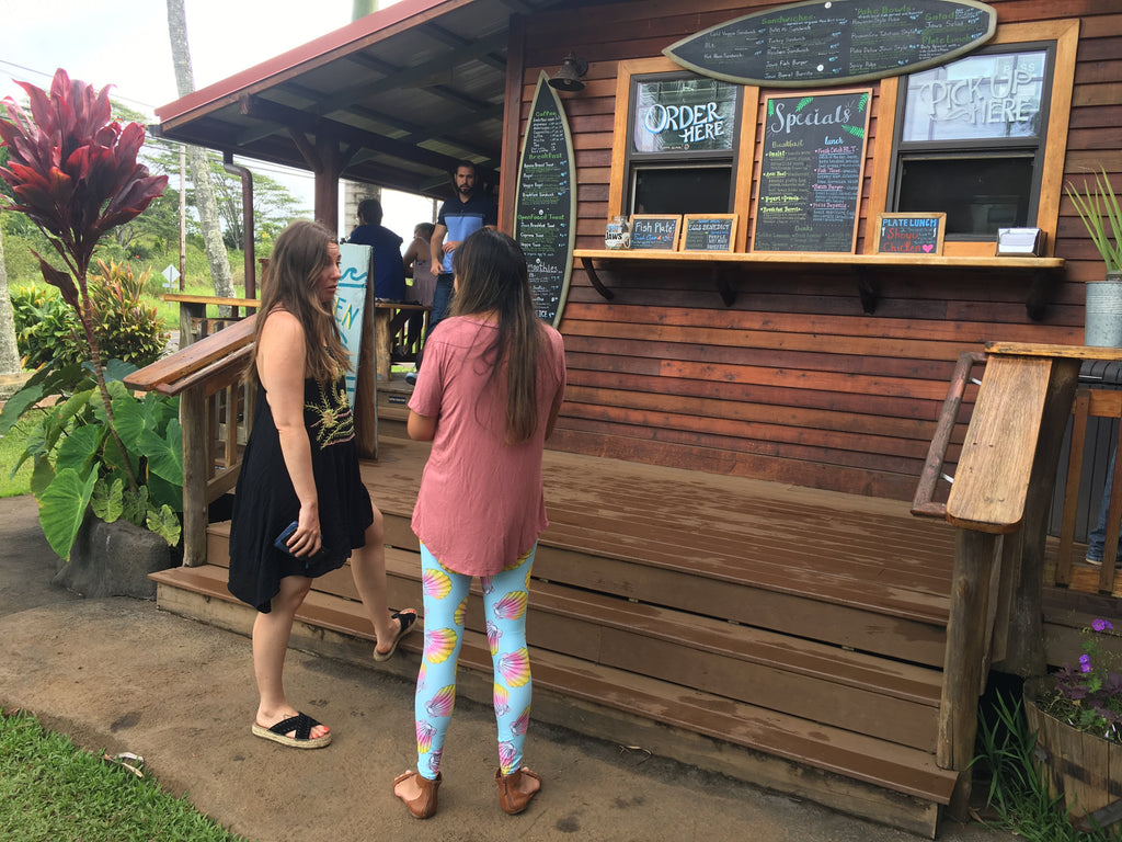 Checking out the menu at jaws country cafe maui