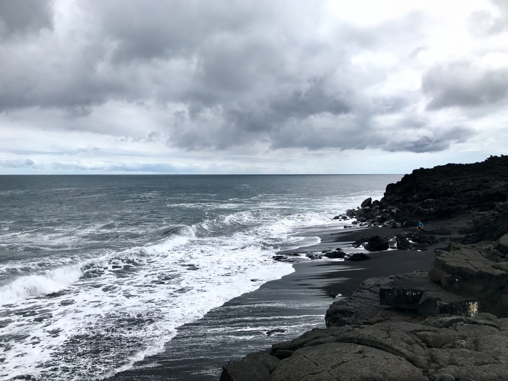 New pure black sand beaches along the coast to pohoiki