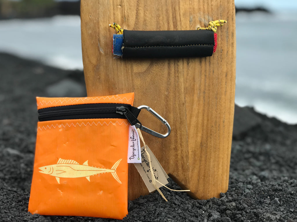New upcycle Hawaii Wahoo Ono pouch perfect for holding surf wax