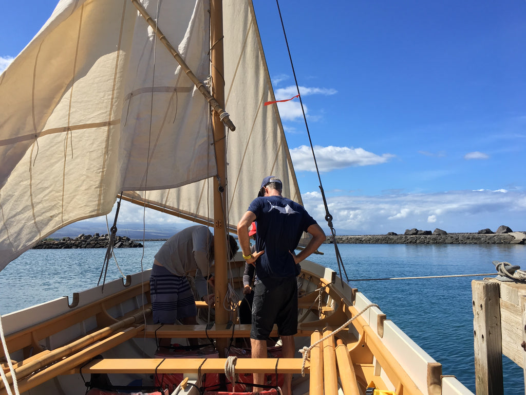 Checking the sails Imi Loa kawaihae harbor