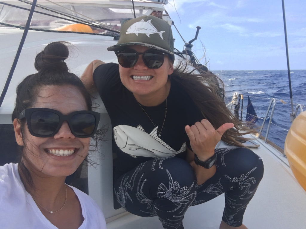 Christa and Tina sailing on Poe charter