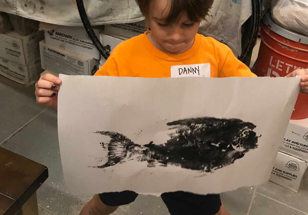 Danny showing off his Gyotaku artwork