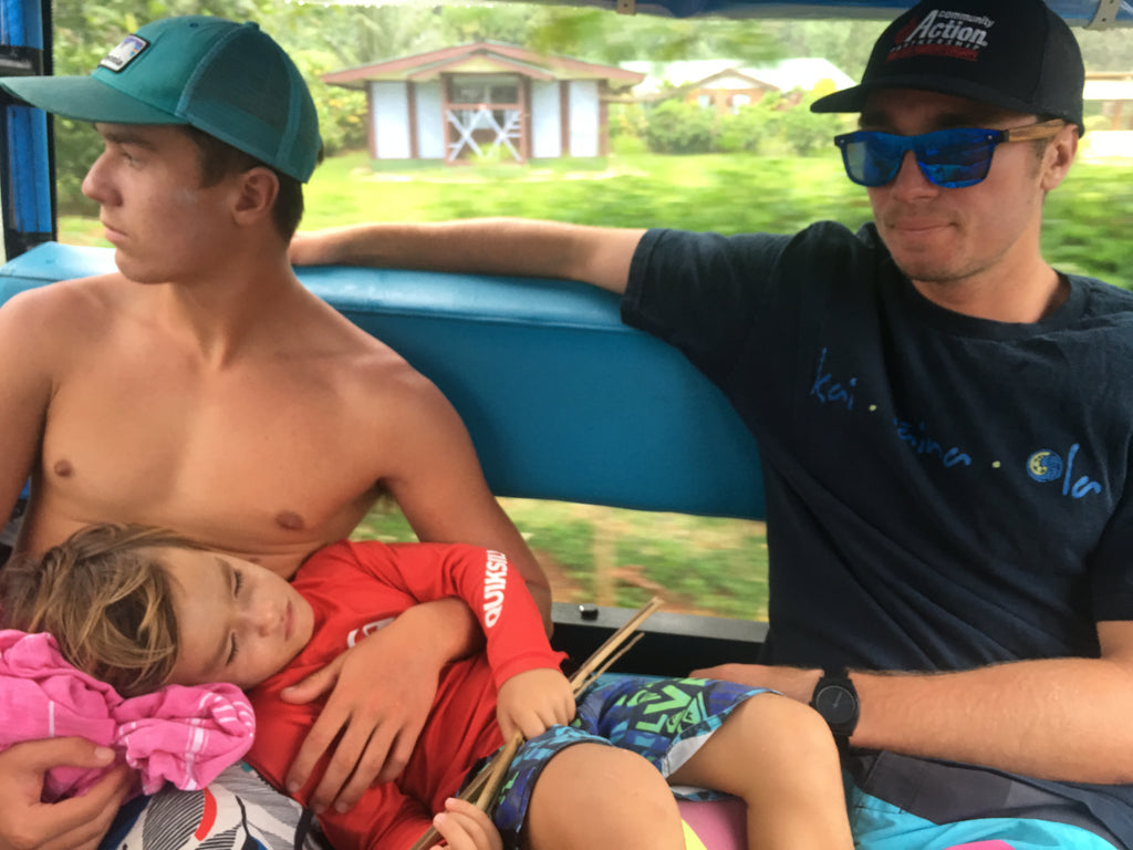 Connor and Bennett with torikivai on huahine