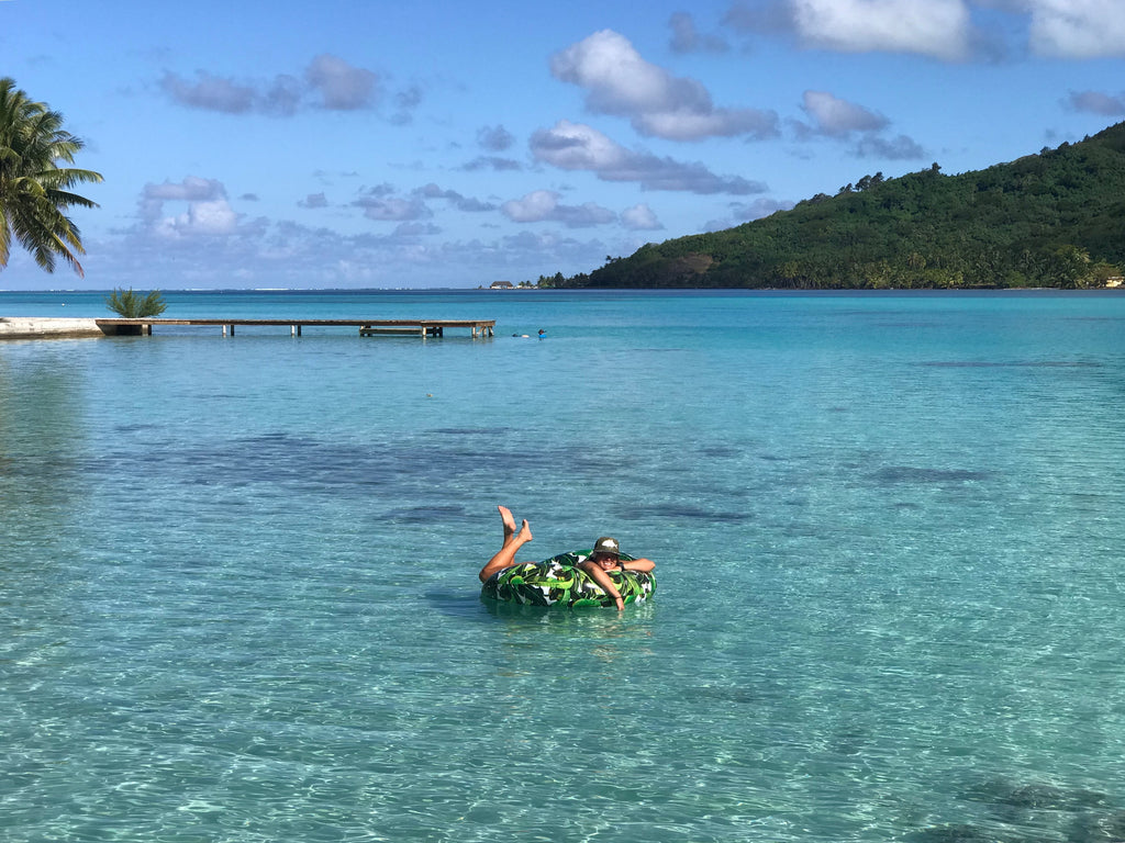 Floating in our backyard inn huahine