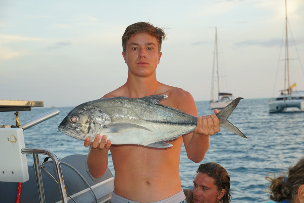 Bennett varney with the catch of the day Taha'a french polynesia