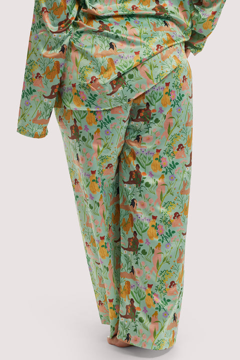 Playful Promises Bodil Jane Recycled Nudes & Flowers Pyjama Trousers XS - 6XL