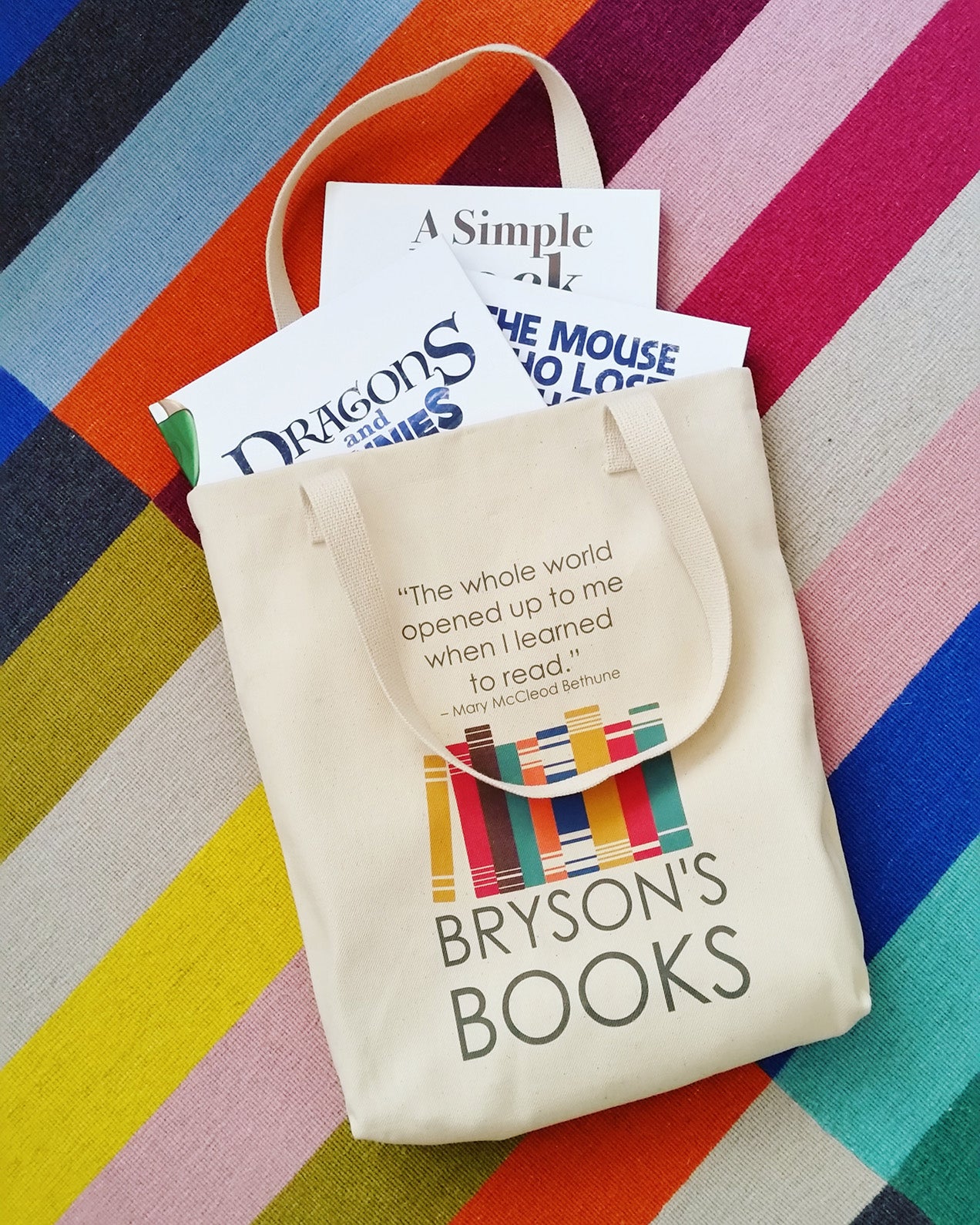 Bryson's Books bag image stripes