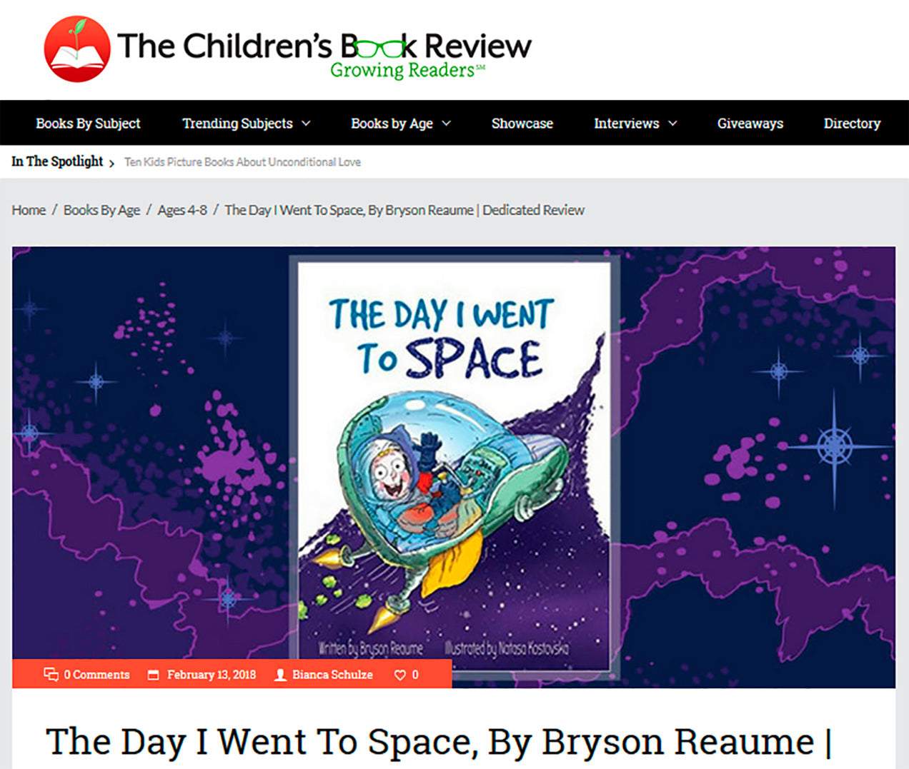 The Day I Went to Space reviewed on The Children's Book Review 