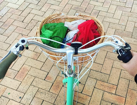 produce bags in bike basket