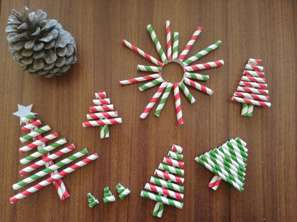 Paper Straw Christmas Trees