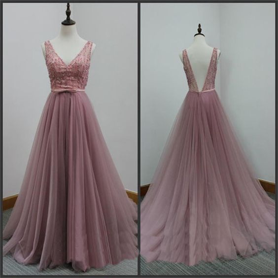 dusty pink evening dress