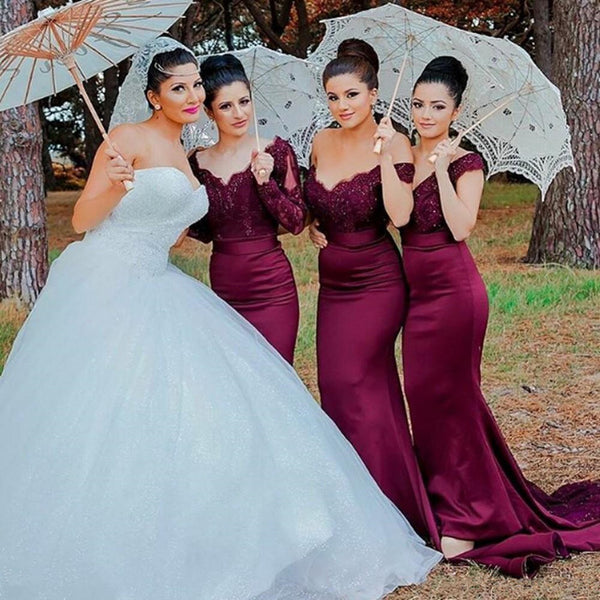 maroon wedding bridesmaid dresses
