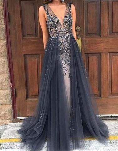 dark gray long gown