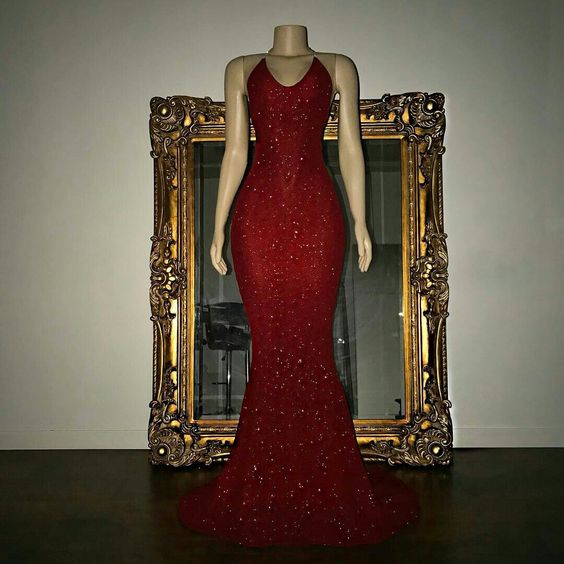 red sequin ball dress