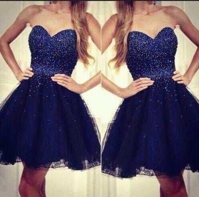 dark blue short prom dresses