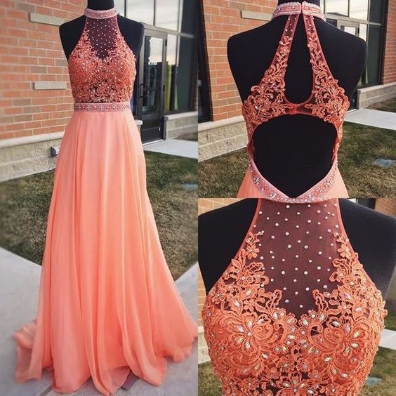 peach orange prom dresses