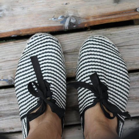 Lace-up espadrilles The Original black and white stripes