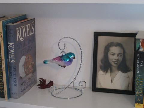 Romantic Songbird Ornament on bookshelf its-ornamental.com