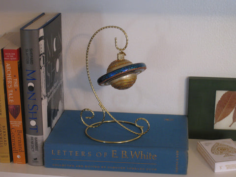 Saturn Ornament on bookshelf its-ornamental.com