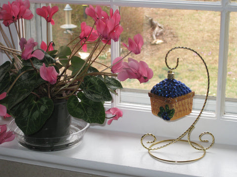 Basket of Blueberries Ornament on window sill its-ornamental.com