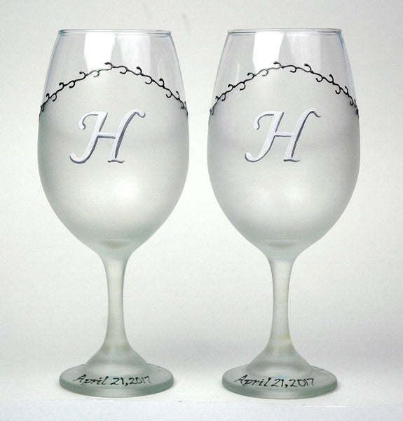 2 Small Monogrammed Wine Glasses  Wollersheim Winery, Distillery