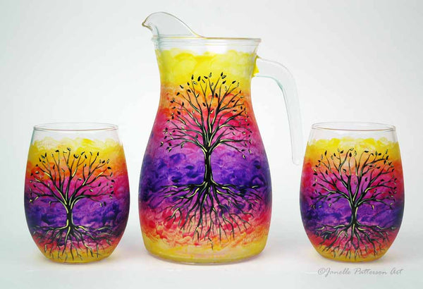 Tree of Life Hand Painted Pitcher - Janelle Patterson Art
