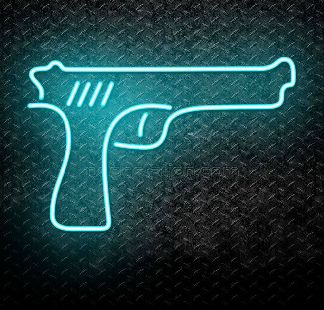 Handgun Pistol Neon Sign