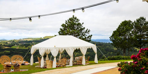 festoon lights and an arabian raj tent for hire