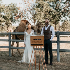 camel, bride and groom and photo booth at summer land camels