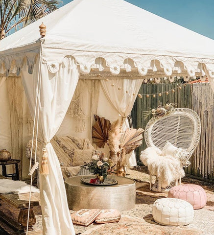 white styled arabian marquee with cushions