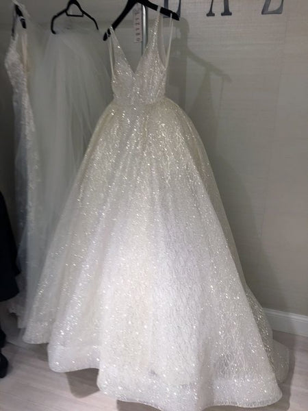 glitter white prom dress