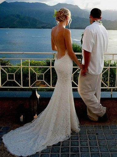 backless mermaid wedding dress