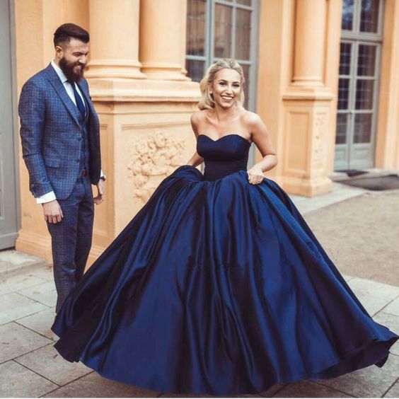 blue ball gown prom dress