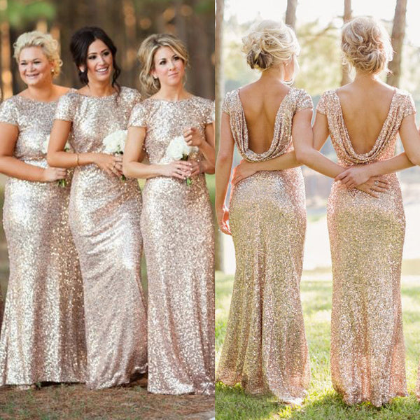 long sleeve gold sequin bridesmaid dresses