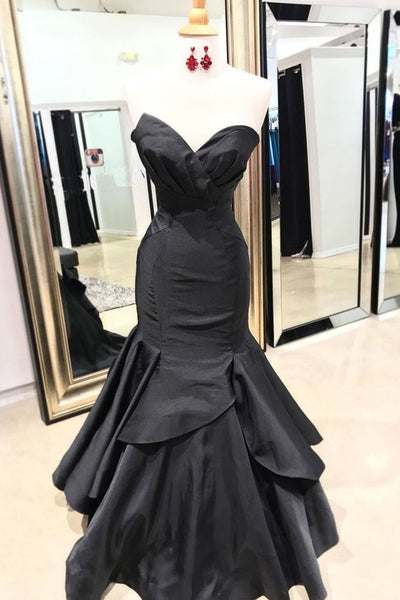 black satin evening dress