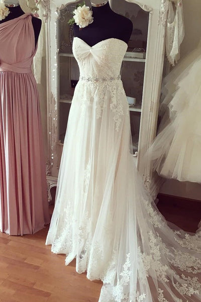 2018 Fairy White Lace Prom Dresses Beach Wedding Gown Lace