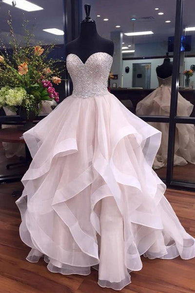 white ball gown prom dress
