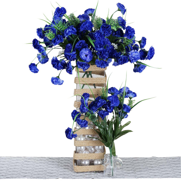12 Bush 252 Pcs Royal Blue Artificial Mini Carnation Flowers | eFavorMart