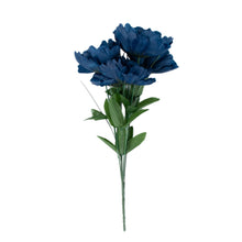 12 Bushes | Navy Blue Artificial Silk Peony Flowers, Faux Bouquets