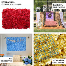 11 Sq ft. | 4 Panels UV Protected Hydrangea Flower Wall Mat Backdrop | Burgundy/Wine
