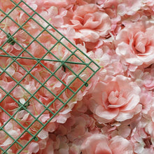 4 Panels 3D Silk Rose & Hydrangea Flower Wall Mat Backdrop | Blush/Rose Gold & Cream