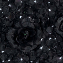 11 Sq ft. | 4 Panels 3D Silk Rose & Hydrangea Flower Wall Mat Backdrop | Black#whtbkgd