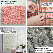 4 Pack 11 Sq ft. UV Protected 3D Silver Silk Rose & Hydrangea Flower Wall Mat Panel